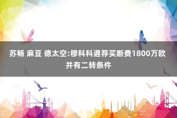 苏畅 麻豆 德太空:穆科科遴荐买断费1800万欧 并有二转条件