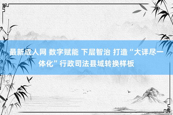 最新成人网 数字赋能 下层智治 打造“大详尽一体化”行政司法县域转换样板