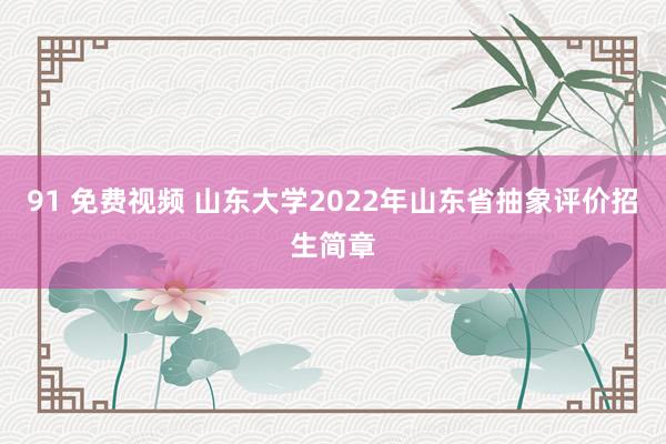 91 免费视频 山东大学2022年山东省抽象评价招生简章