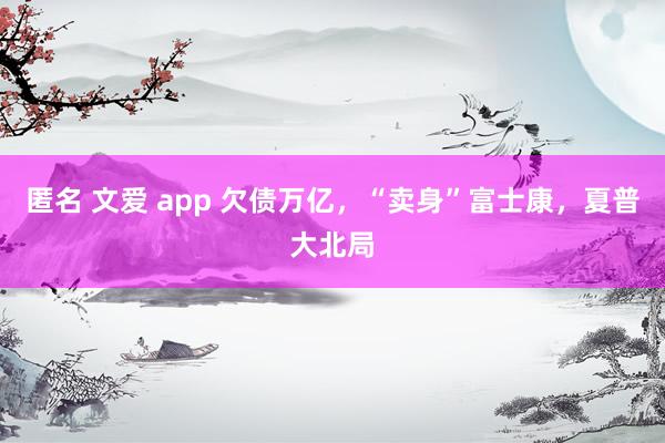 匿名 文爱 app 欠债万亿，“卖身”富士康，夏普大北局