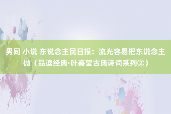 男同 小说 东说念主民日报：流光容易把东说念主抛（品读经典·叶嘉莹古典诗词系列②）